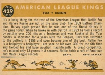 2009 Topps Heritage - 50th Anniversary Buybacks #429 American League Kings (Nellie Fox / Harvey Kuenn) Back