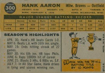 2009 Topps Heritage - 50th Anniversary Buybacks #300 Hank Aaron Back