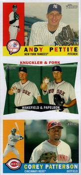 2009 Topps Heritage - Advertising Panels #NNO Andy Pettitte / Knuckler & Fork (Tim Wakefield / Jonathan Papelbon) / Corey Patterson Front