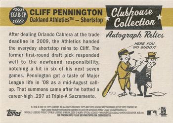2009 Topps Heritage - Clubhouse Collection Relics Autographs #CCAR-CP Cliff Pennington Back