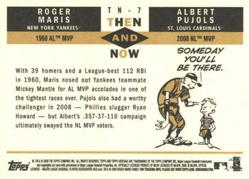 2009 Topps Heritage - Then and Now High Number #TN-7 Albert Pujols / Roger Maris  Back