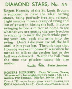 1976 TCMA Goudey Reprints #44 Rogers Hornsby Back
