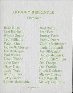1976 TCMA Goudey Reprints #NNO Mickey Cochrane / Charlie Gehringer / Tommy Bridges / Billy Rogell Back
