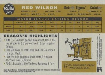 2009 Topps Heritage - Real One Autographs #ROA-RJW Red Wilson Back
