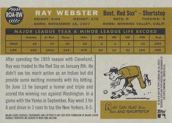 2009 Topps Heritage - Real One Autographs #ROA-RW Ray Webster Back