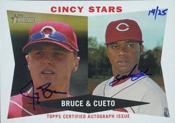 2009 Topps Heritage - Real One Autographs Dual #RODA-BC Jay Bruce / Johnny Cueto Front