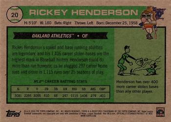 2020 Topps x Super 70s Sports #20 Rickey Henderson Back