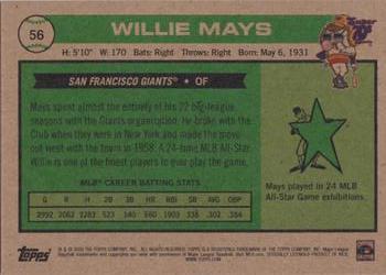 2020 Topps x Super 70s Sports #56 Willie Mays Back