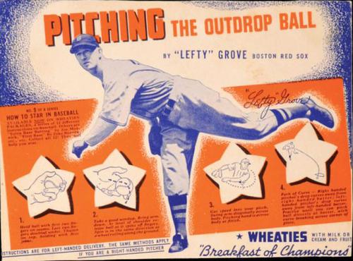 1937 Wheaties Series 6 #9 Lefty Grove Front