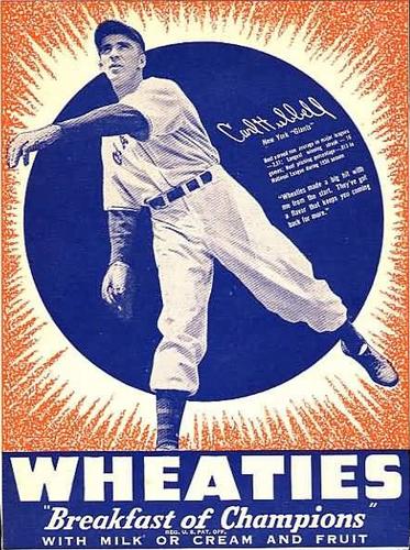 1937 Wheaties Series 8 #NNO Carl Hubbell Front