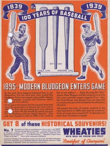 1939 Wheaties Series 13 #7 1895 - Modern Bludgeon Enters Game Front