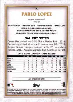 2020 Topps Gallery #30 Pablo Lopez Back