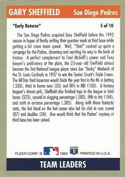 1993 Fleer - Team Leaders (Series Two National League) #5 Gary Sheffield Back