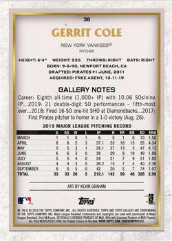 2020 Topps Gallery - Rainbow Foil #36 Gerrit Cole Back