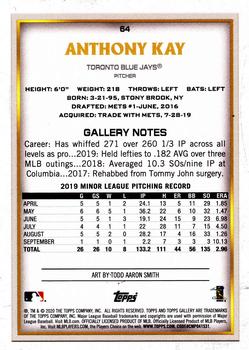 2020 Topps Gallery - Rainbow Foil #64 Anthony Kay Back