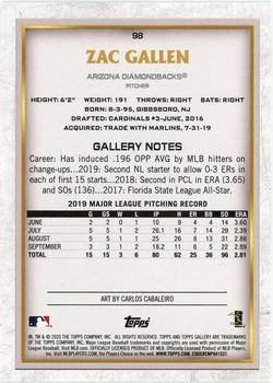 2020 Topps Gallery - Rainbow Foil #98 Zac Gallen Back