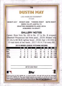 2020 Topps Gallery - Rainbow Foil #119 Dustin May Back