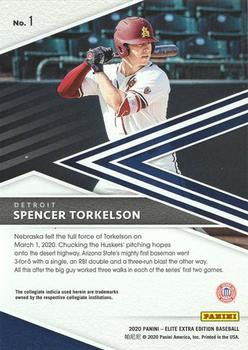 2020 Panini Elite Extra Edition #1 Spencer Torkelson Back