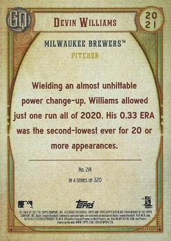 2021 Topps Gypsy Queen #214 Devin Williams Back