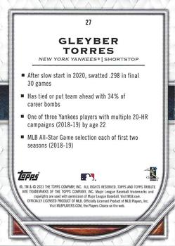 2021 Topps Tribute #27 Gleyber Torres Back