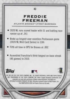 2021 Topps Tribute #43 Freddie Freeman Back