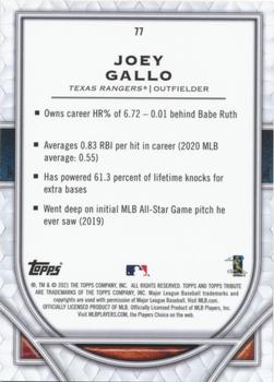 2021 Topps Tribute #77 Joey Gallo Back