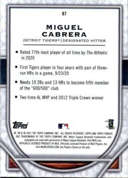 2021 Topps Tribute #87 Miguel Cabrera Back
