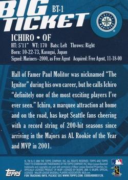 2009 Topps Ticket to Stardom - Big Ticket #BT-1 Ichiro Suzuki Back