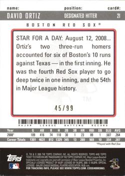 2009 Topps Ticket to Stardom - Blue #21 David Ortiz Back