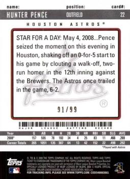 2009 Topps Ticket to Stardom - Blue #22 Hunter Pence Back