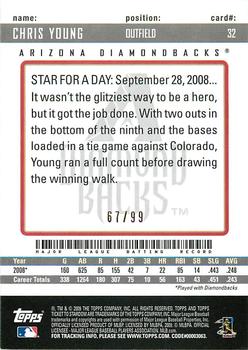 2009 Topps Ticket to Stardom - Blue #32 Chris Young Back