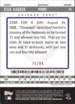 2009 Topps Ticket to Stardom - Blue #34 Rich Harden Back