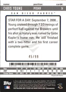 2009 Topps Ticket to Stardom - Blue #51 Chris Young Back