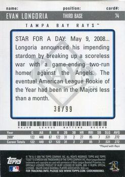 2009 Topps Ticket to Stardom - Blue #74 Evan Longoria Back