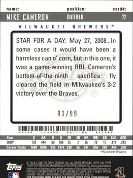 2009 Topps Ticket to Stardom - Blue #77 Mike Cameron Back