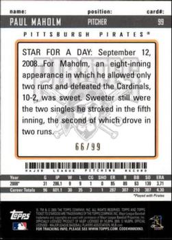 2009 Topps Ticket to Stardom - Blue #99 Paul Maholm Back
