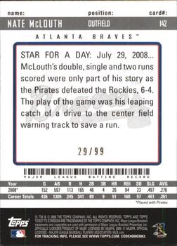 2009 Topps Ticket to Stardom - Blue #142 Nate McLouth Back