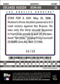 2009 Topps Ticket to Stardom - Blue #156 Orlando Hudson Back