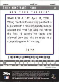 2009 Topps Ticket to Stardom - Blue #181 Chien-Ming Wang Back