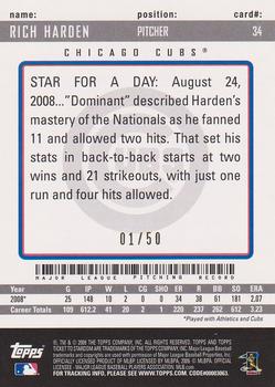 2009 Topps Ticket to Stardom - Gold #34 Rich Harden Back