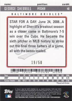 2009 Topps Ticket to Stardom - Gold #48 George Sherrill Back