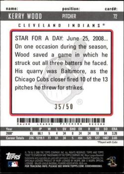2009 Topps Ticket to Stardom - Gold #72 Kerry Wood Back