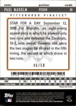 2009 Topps Ticket to Stardom - Gold #99 Paul Maholm Back