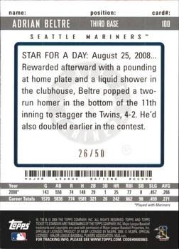 2009 Topps Ticket to Stardom - Gold #100 Adrian Beltre Back