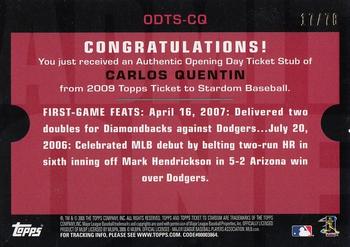2009 Topps Ticket to Stardom - Opening Day Ticket Subs #ODTS-CQ Carlos Quentin Back