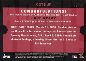 2009 Topps Ticket to Stardom - Opening Day Ticket Subs #ODTS-JP Jake Peavy Back
