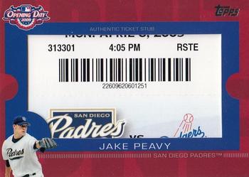 2009 Topps Ticket to Stardom - Opening Day Ticket Subs #ODTS-JP Jake Peavy Front