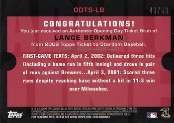 2009 Topps Ticket to Stardom - Opening Day Ticket Subs #ODTS-LB Lance Berkman Back