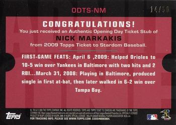 2009 Topps Ticket to Stardom - Opening Day Ticket Subs #ODTS-NM Nick Markakis Back