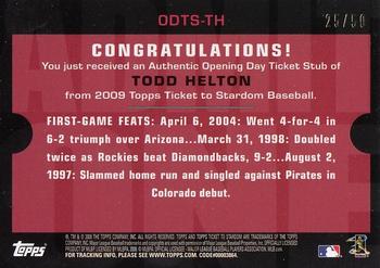 2009 Topps Ticket to Stardom - Opening Day Ticket Subs #ODTS-TH Todd Helton Back